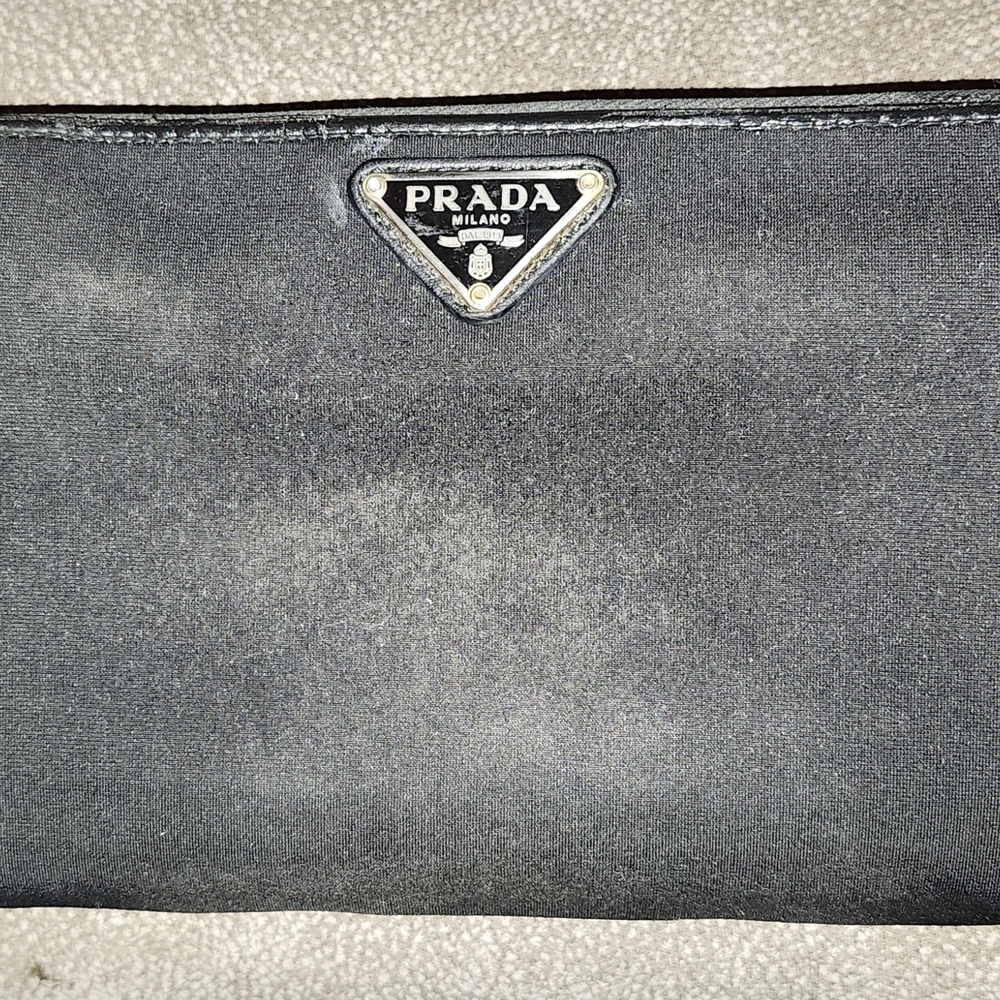 Prada Black Canvas Full Zip Wallet